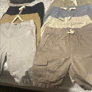 7 Pairs of Kids Shorts - Navy, Tan, Gray, Beige - Medium 10/12